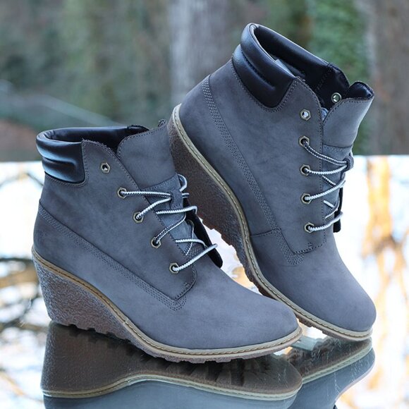 Timberland Shoes - Timberland Amston Wedge 6 Inch Boots Grey